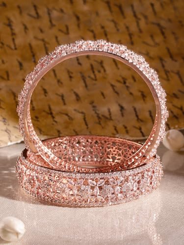 Image of Rubans Cubic Zirconia Bangles Jewellery Gift for Women & Girls | Ethnic Wedding Traditional Bridal