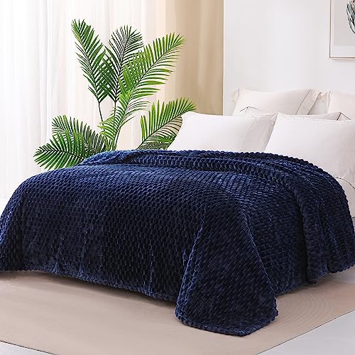Exclusivo Mezcla Fleece Double Size Blanket for Bed Extra Large Fuzzy Navy Blue Bed Blankets - Image 2