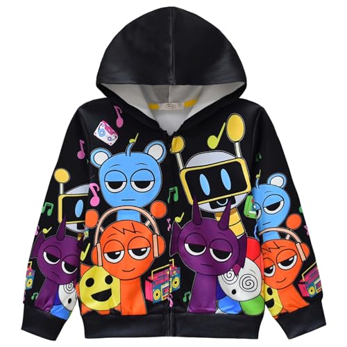 Carino Cartoon Game Stampa Felpa con cappuccio Zip Up Cartoon Felpa con cappuccio Casual Manica Lunga Vestiti Top, Colorfrl, L