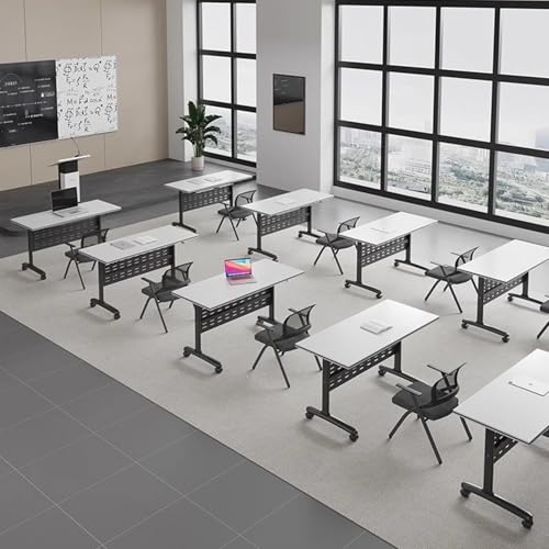 Table de séminaire pliante et modulable avec plateau rectangulaire roulant - 3