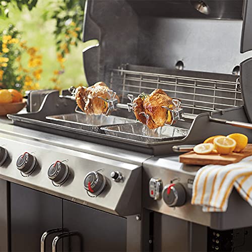 Onlyfire Grillspieß-Set aus Edelstahl, geeignet für die Verwendung mit Weber 7653 Weber Genesis II 400& 600 Serie und Genesis II LX 4 & 6 Grillbrennern