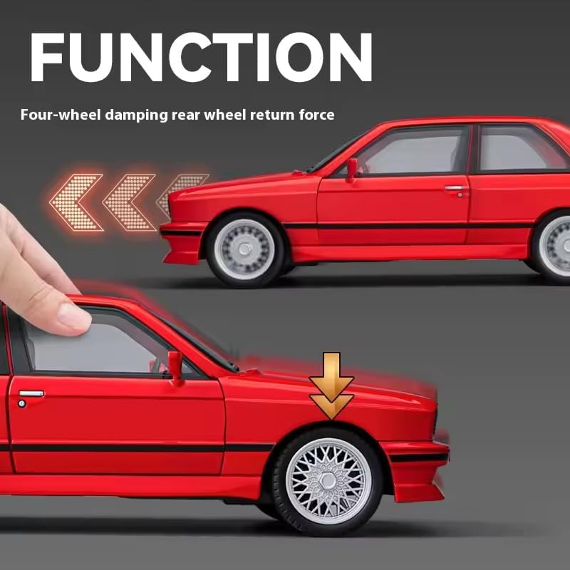 Image of Invite 1:24 B-M-W E30 M3 Diecast Metal Pull Back Car with 6 Openable Doors with Sound and Light Toy Decoration car Best Gift Toys for Kids [Black Color]