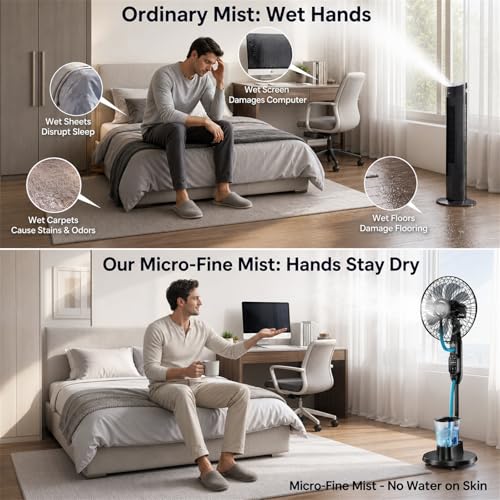 Etunsia 35dB Oscillating Misting Standing Fan w/ 3 Misting Modes & 9 Speeds - image 6