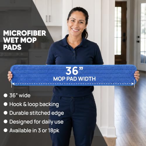 Image of 36 inch Microfiber Wet Mop Pad (3) - Microfiber Wholesale