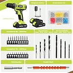 PULITUO 20V Cordless Drill/Driver, 2 Batteries Electric Screwdriver, 30Nm Power Drill Driver, 21+1 Torque, 2 Speed, 3/8"Keyless Chuck, power Drill with LED Light, Drill Driver Kit for Home (Green) - Image 2