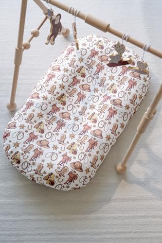 Image of Little Jump 2 Pack Baby Lounger Cover, Stretchy and Soft Newborn Lounger Cover, Infant Lounger Slipcover for Boys Girls, Covers Only Cowboy Boots hat (2 Pack Cowboy)