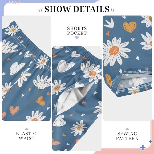 Seamless Patterns with Daisy Flower Pajamas Bottoms with Pockets Comfy Pjs Sleepwear Elastic Waistband Pajamas Pants Lounge Pants for 6-14 Years4