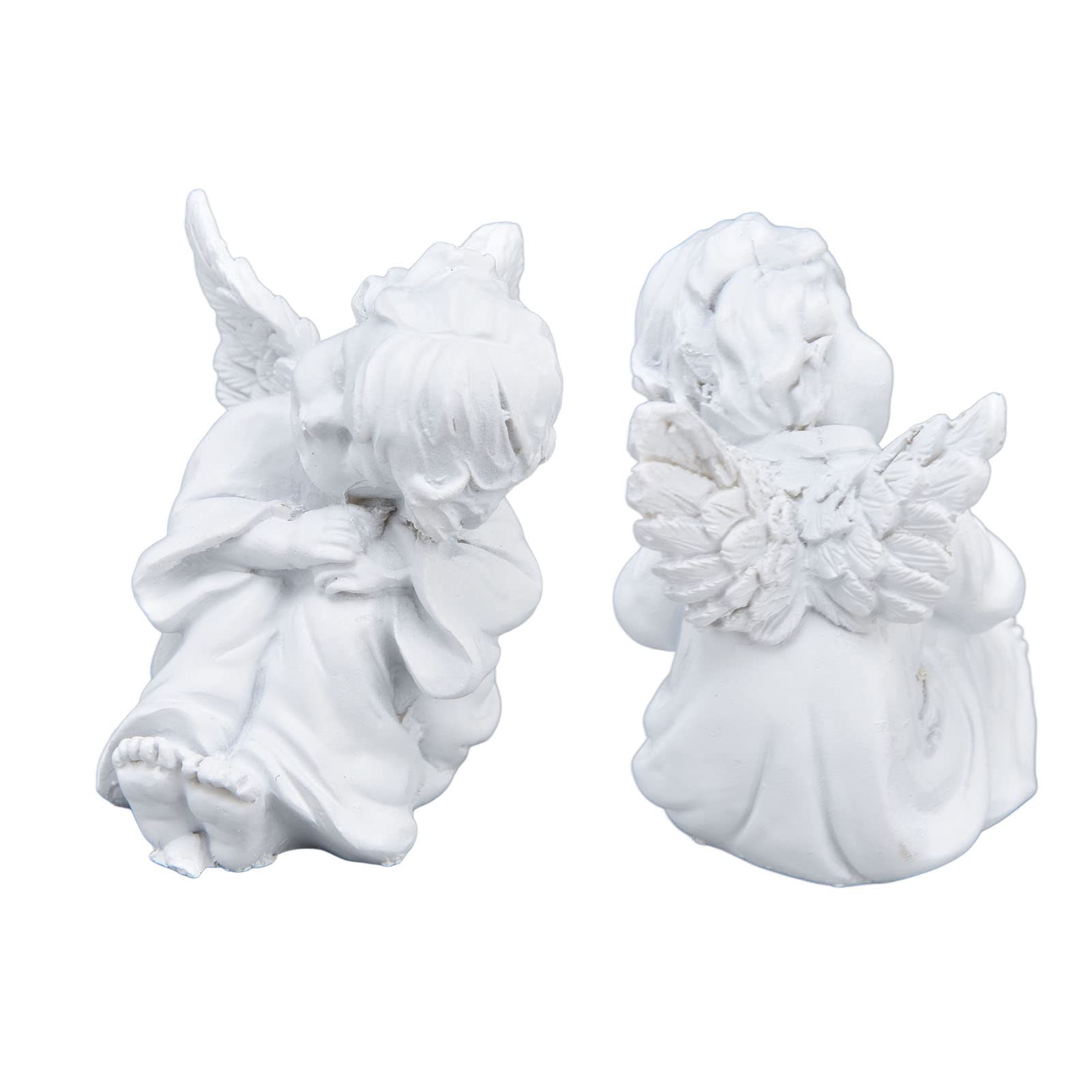 Jelquix Cherub Statue Cute White Baby Figurines for Party Decorations Synthetic Resin - 1 Unit (Pensive Angel left)