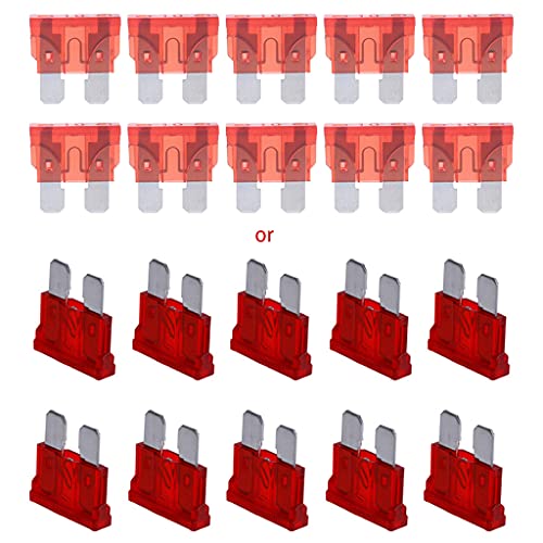 kefu01 Folewr 10Pcs 10AMP Lame Fusibles Standard Rouge 10A Plat Fusible Voiture Vélo Moto Van Auto