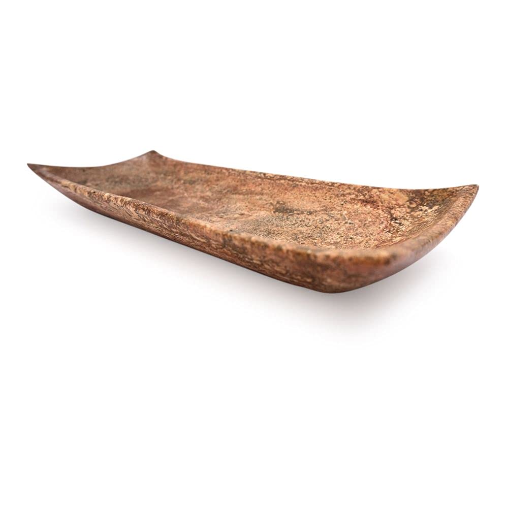 Bol oriental en marbre rouge Travertino coupe décorative 5 cm