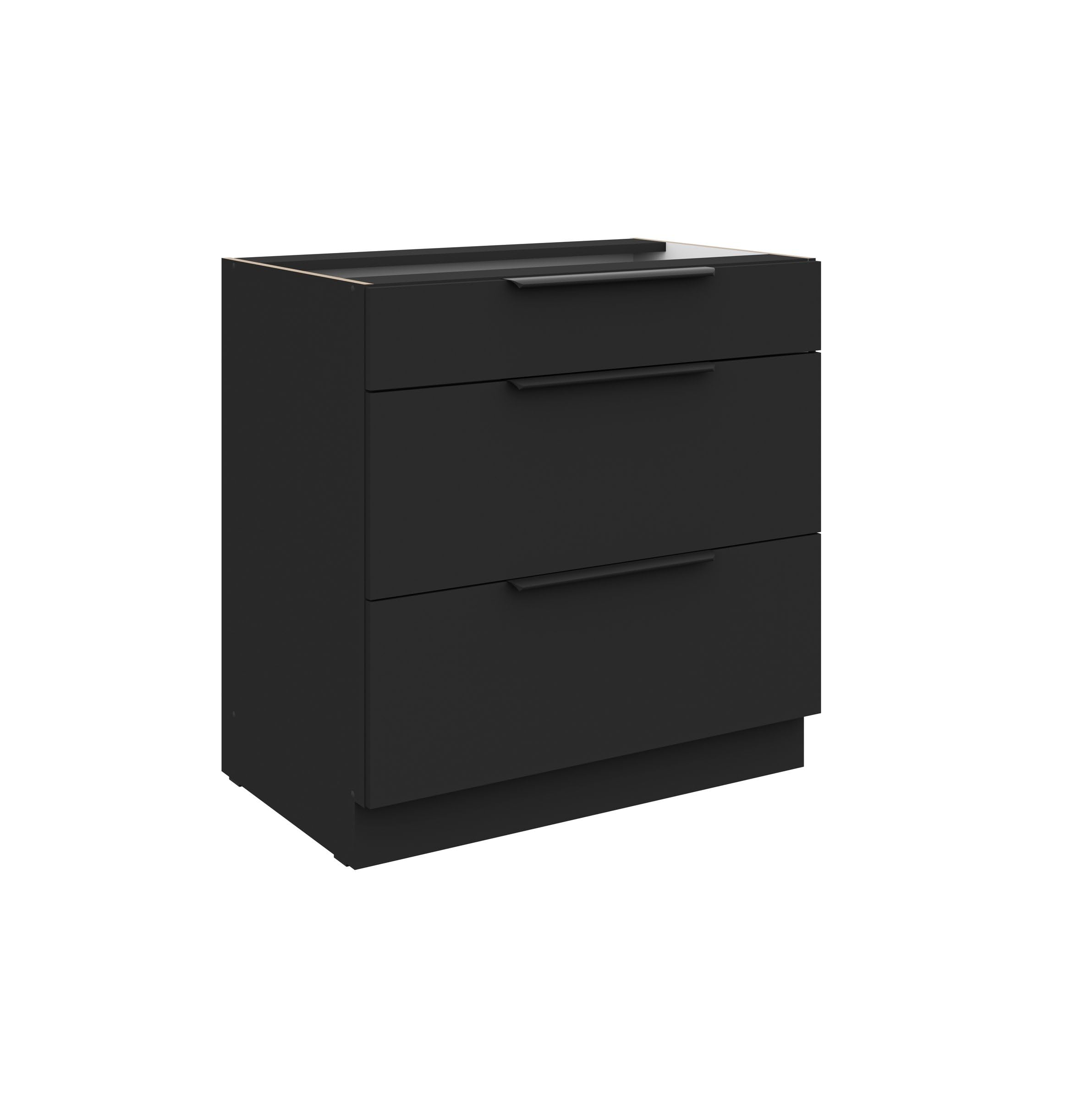 Kuechen-preisbombe Küchen Unterschrank 80 cm Siena Schwarz Vollauszug Soft-Close Küche Küchenzeile