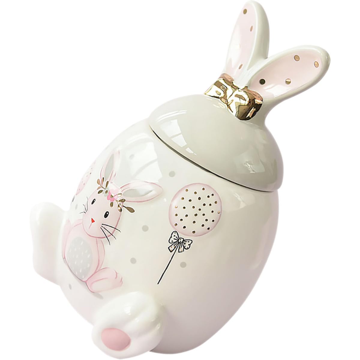 Contenitore in Ceramica per Alimenti 1000ml a Forma di Coniglietto, Barattolo per Spezie e Bustine di Tè, Conservazione Salvaspazio per Cucina e Dispensa