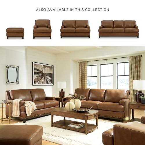 Image of Signature Design by Ashley Oversized Brown Leather Accent Chair, Amber