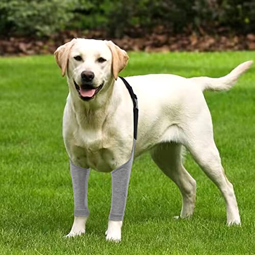 Image of Dog Recovery Suit for Front Legs, Dog Recovery Sleeves After Surgery with Elastic Band, Soft Protective Elbow Braces for Medium Large Dogs, Cone Collar Alternative to Stop Licking Leg Wounds,Grey,XL