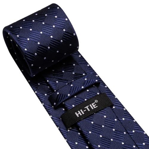 Image of Hi-Tie Men Silk Ties Set with Flower Lapel Pin Necktie Pocket Square Cufflinks for Tuxedo Wedding Business