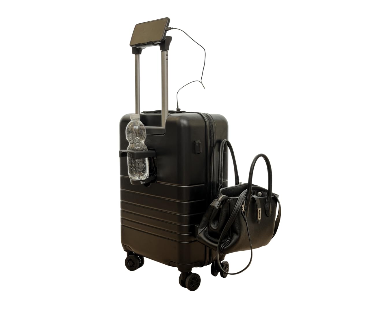 Valigia Bagaglio a Mano Rigida 55x24x33 | Trolley Cabina 4 Ruote 360° | Lucchetto TSA | USB-C Ricarica | Porta Borraccia | Supporto Smartphone
