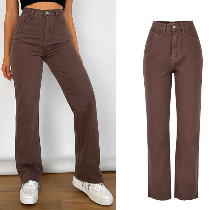 Ladies High Waist Straight Loose Jeans Spring Autumn Vintage Long Jeans2