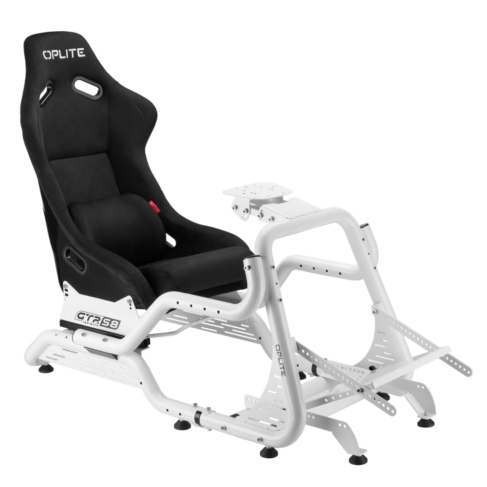 OPLITE – Lombar-Polster – Memory-Foam-Lendenbodenpolster für den Schalensitz – Simracing-Rückenstütze – Long Session Comfort – Schwarze Wildlederpolsterung – Cockpit-kompatibel und Gaming-Sitze