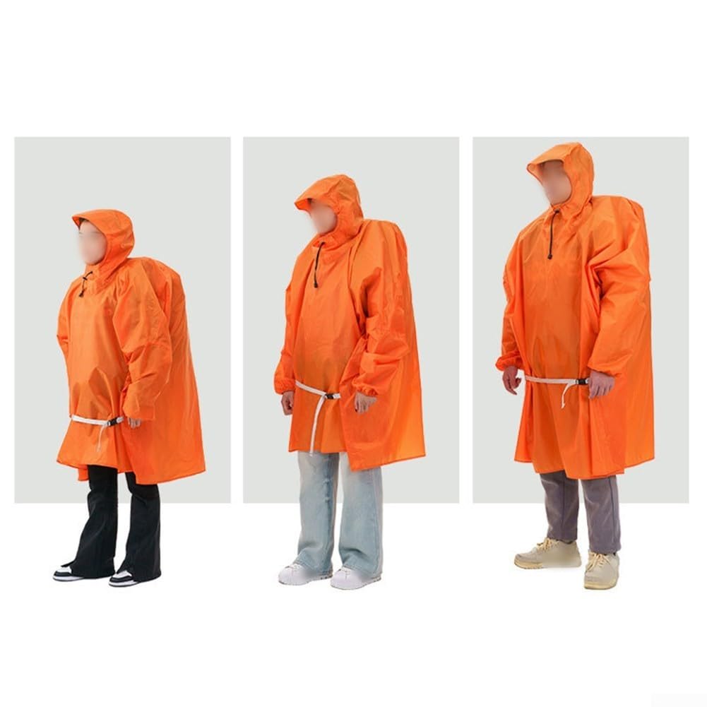 Imperméable ultra léger pour randonnée et camping, housse de sac à dos imperméable avec bord étendu, veste légère en nylon 15D pour extérieur (orange, taille S)