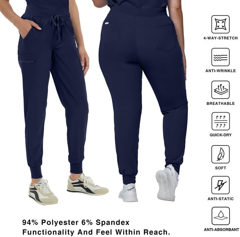 Kitmaz Medical Scrub Pants for Women-Mid Rise Jogger Pants with Yoga Waistband, 4-Way Stretch, Anti-Wrinkle & 5 Pockets - Image 5