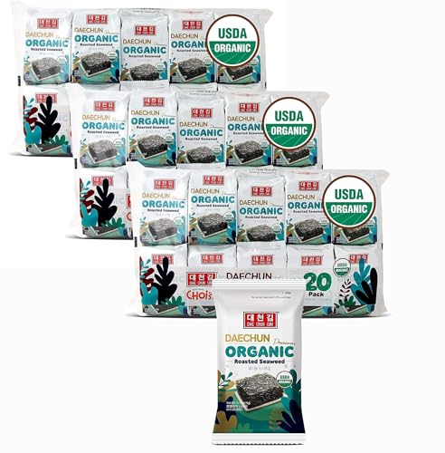 Bio-DAECHUN (Choi's1) Snacks de algas marinas, paquete de 20, Original, Hoja de Nori, Producto de Corea Premium Great (Paquete de 3)