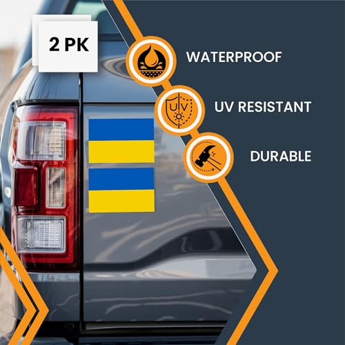 Image of Magnet Me Up Ukraine Ukrainian Flag Car Magnet Decal, National Flag, 4x6 Inches Bumper Magnet, 2 Pack, Weatherproof, UV-Printed, Strong Hold Strong Magnetic Hold, Made in USA