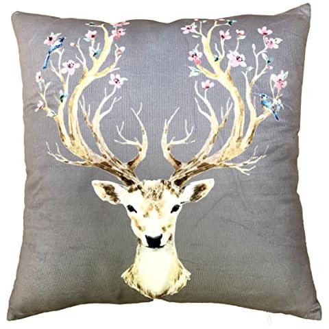 JINKAIJIA 2pcs Handmade Villus Pillow Covers, Square Throw Pillow Covers 18x18 Inch for Sofa and Chair Home Decoration (BZ-X5-2 Sika Deer) Cover