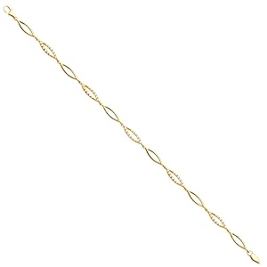 Amazon.com: 14k REAL Yellow Gold CZ Infiniti Bracelet - 7.5