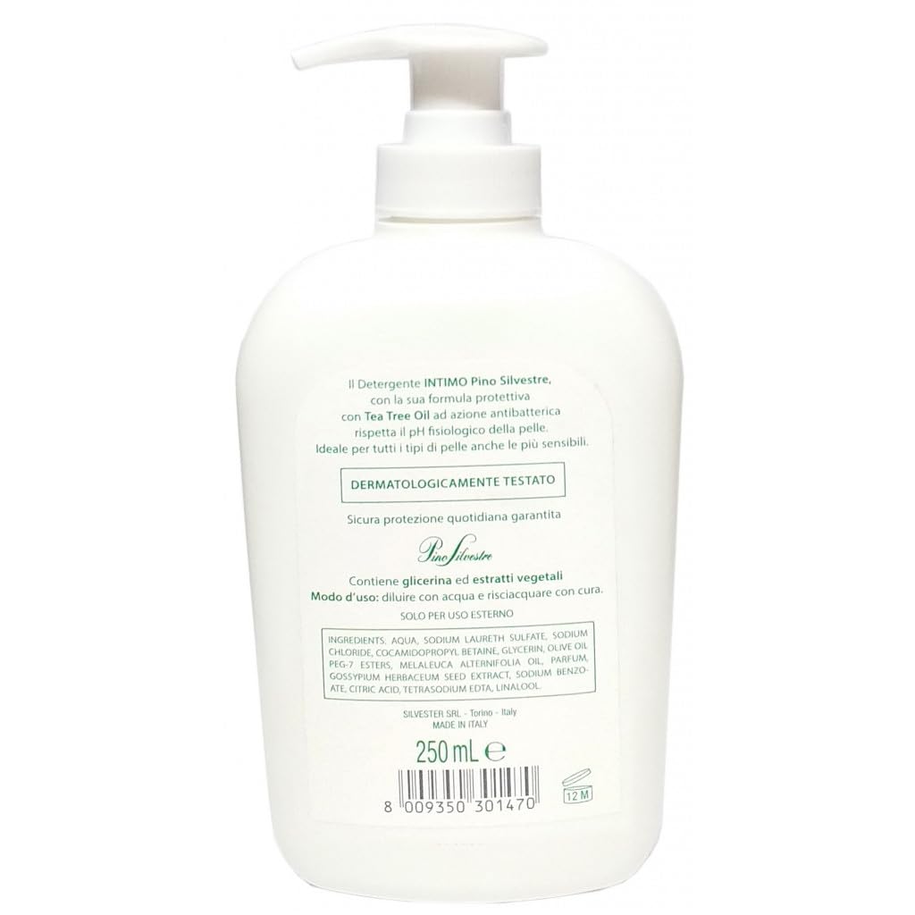 12 X Pino Silvestre Detergente Intimo Protettivo con Tea Tree Oil, detergente intimo delicato con olio dell'albero del tè da 250 ml + portachiavi Beni Culinari