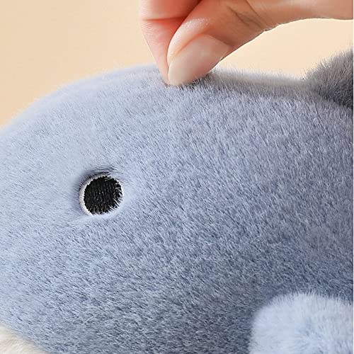 Soft Plush Whale Shark Fuzzy Slippers 1.6'' Heightening Soles for Women Men, Winter Faux Fur Cute Animal Couple Matching Home Slippers4