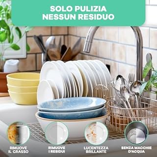 Surfela Fogli per Lavastoviglie – 100 Lavaggi, senza Plastica e Sostenibile, Pulizia Potente con Enzimi Proteasi contro Proteine e Grassi, Ricambio Ecologico per Pastiglie per Lavastoviglie, Mela