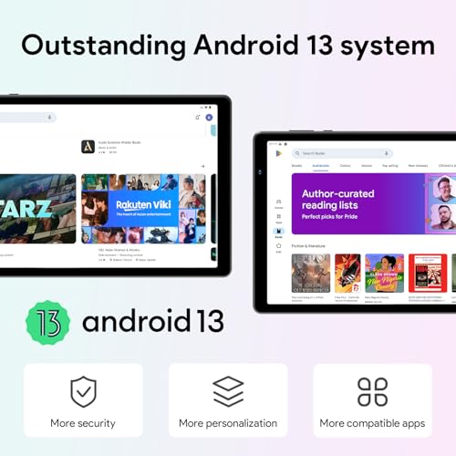 ApoloSign Android 13 Tablet, 10.1\" Tablet with Octa-core Processor, HD IPS Touchscreen, 8(4+4) GB RAM, Up to 1TB ROM, 8-hr Battery, Wi-Fi6, BT5.0, Dual Camera, GMS, Split Screen Support (Gray)