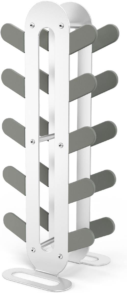 Compact Dumbbell Rack Stand – Space-Saving Weight Rack for Home Gym, Sturdy Weight Holder for Dumbbells, Small Weight Rack for Women’s Weights & Free Weight Storage (Dumbbells Not Included) White 5-Tier