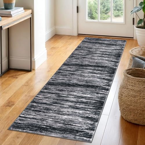 2x6 Black Navy Blue White Modern Abstract Runner Rug for Hallways, Super Soft Hallway Decor Kitchen Rugs with Non-Slip, Non-Shedding Washable Rug for Entryway Bedroom Indoor