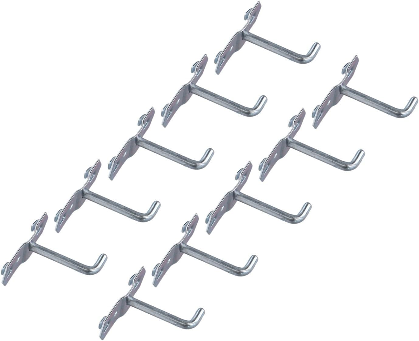 10-Pack 50mm Slanted Pegboard Hooks, Steel Tool Holders for Secure Wall Storage, Angled Ends Prevent Slipping, Workshop Garage Organization Rack for Hanging Wrenches and Screwdrivers
