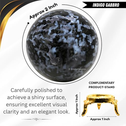 Image of Certified Indigo Gabbro Crystal Ball for Meditation - Premium Crystal Vastu Items for Home and Feng Shui Items for Good Luck - Ideal for Pooja Supplies and Spiritual Practices (2 inch Inch)