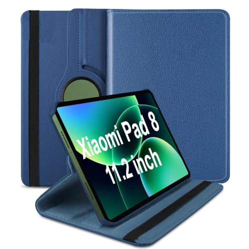 Image of TGK 360 Degree Rotating Flip Cover Case for Xiaomi Mi Pad 8 /8 Pro /Mi Pad 7 /7 Pro 11.2 inch Tablet (Dark Blue)