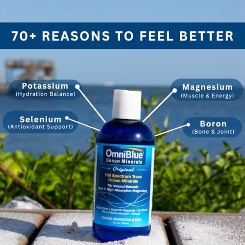 OmniBlue Ocean Minerals - 70+ Trace Minerals & Liquid Magnesium - Potassium, Chloride- Low Sodium - Natural Support for Sleep, Digestion, Regularity, Hydration & Electrolyte Balance (8 oz) - Image 2