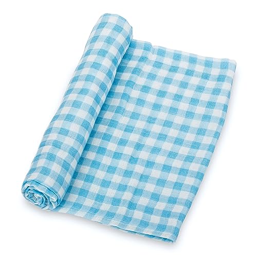 Image of LollyBanks Muslin Swaddle Blankets, 100% Cotton Newborn Blanket for Boys and Girls, Large 47 x 47 Inches Lightweight and Breathable Baby Swaddle Blanket, Baby Essentials, Registry (Gingham Print)