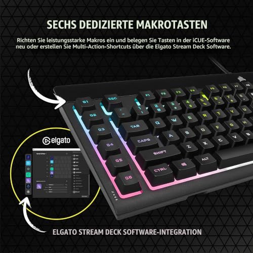 Corsair K55 RGB PRO XT Gaming-Tastatur, kabelgebunden, QWERTY-Layout, Schwarz – Ansicht 5