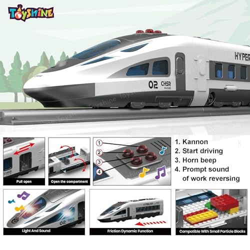 Image of Toyshine 46cm DIY High Speed Hyperloop Bullet Train Toy Set inbuilt with Detachable Parts, Music and Lights | Imaginative Adventures Toys for Toddlers Age 3 +