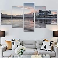 SIGNWIN 5 Panel Canvas Wall Art Modern Art Beach Coastal Expressive Global Multicolor Photography for Home Decorations Ready to Hang - 60