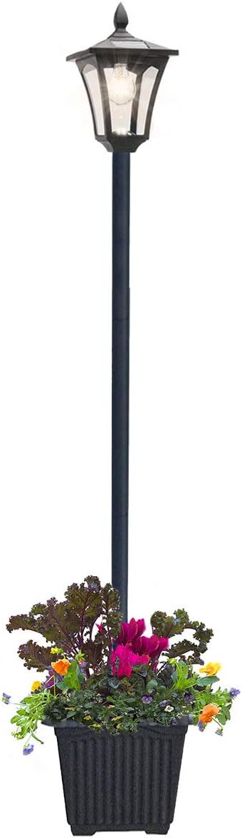 Outdoor Solar Lamp Post Light with Planter, 80 Inch Solar Powered Street Bulb Lights with Planter for Outdoor Landscape Vintage Pathway Street Patio Garden Yard