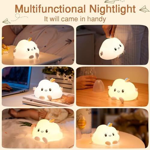 Image of MUID LED Cloud Lights Cute Night Light, Remote 16 Colors Silicone LED Cloud Lamp, Dimmable Cloud Lights for Bedroom, Portable Rechargeable Cute Lamp, Kawaii Room Decor LED Cloud Decor Cute Gifts