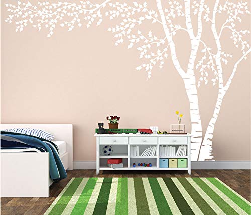 Birch Tree Forest Canopy Blowing Leaves Vinyl Wall Decal #1376 (White, 108" Tall x 160" Wide, Right to Left) Birch Tree Forest Canopy Blowing Leaves Vinyl Wall Decal #1376 (White, 108" Tall x 160" Wide, Right to Left)