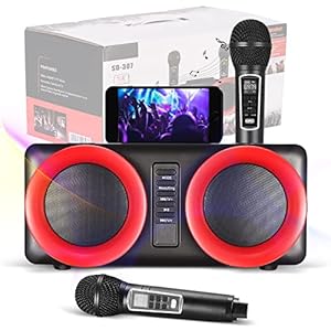 Crtkoiwa Karaoke installatie machine met 2 microfoons, stereo-geluidskwaliteit, stil met één knop, bluetooth-verbinding…