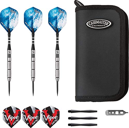 Viper by GLD Products Cold Steel 80% Tungsten 21 Gram Steel Tip Darts & Casemaster Deluxe Black Dart Case