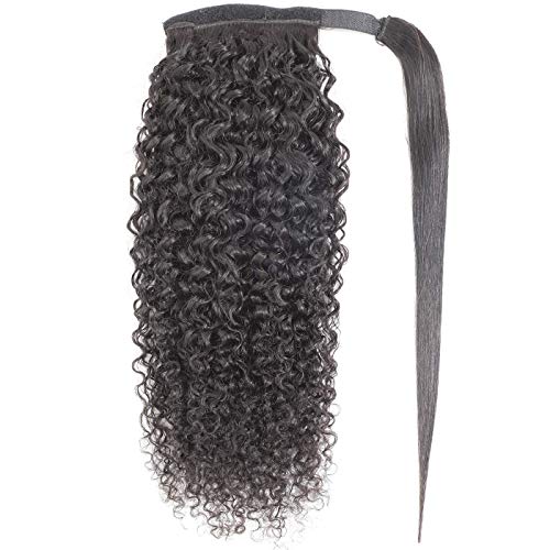 Kbeth Human Hair Ponytail Extensions Yaki Afro Kinky Straight Curly Ponytail Wrap Drawstring Human Hair Natural Color Hairpiece thumb #1
