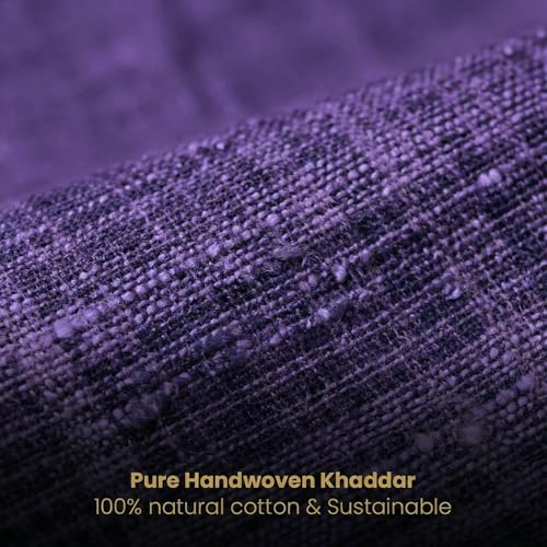 Image of Unstitched Cotton Fabric for Men and Women - Light Weight Self Pattern Khadi Cotton Fabric Material (2.5 Meter, Royal Purple)
