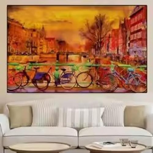 Affiche de vélo au bord de la rivière XINBAO toile 21x30 cm